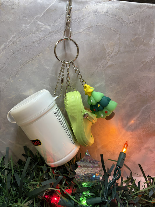 Green Croc Keychain W/ FREE Holiday Charm