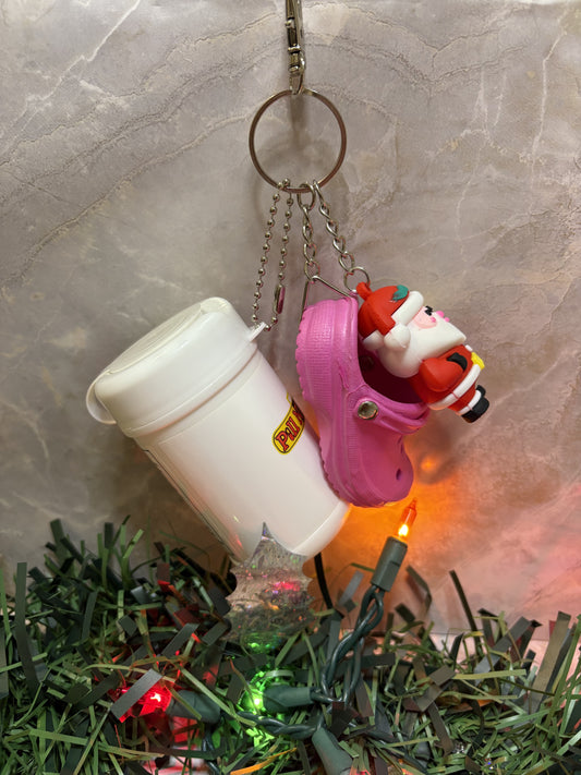 Pink Croc Keychain W/ FREE Holiday Charm