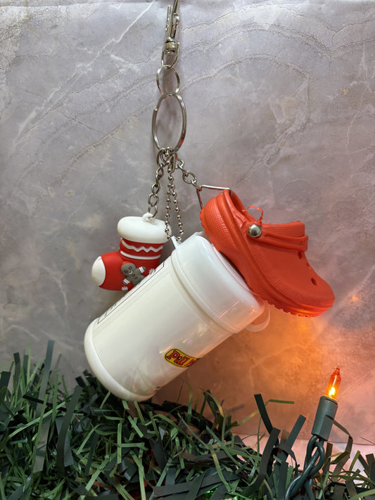 Red Croc Keychain W/ FREE Holiday Charm