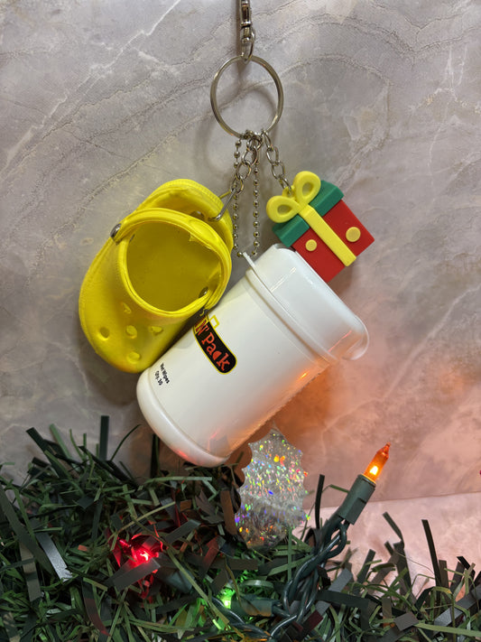 Yellow Croc Keychain W/ FREE Holiday Charm